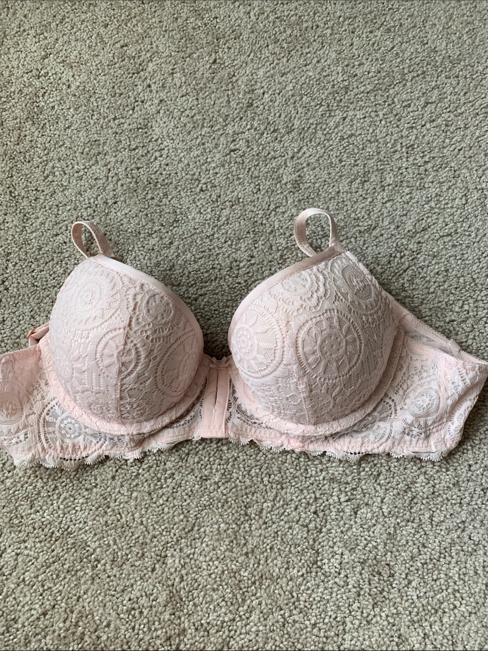 aerie Pale Pink Lace Push-Up Bra with Molded Cups